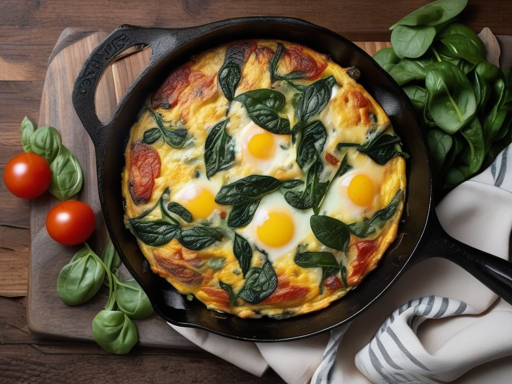 Kananmuna-kasvispaistos frittata pannussa